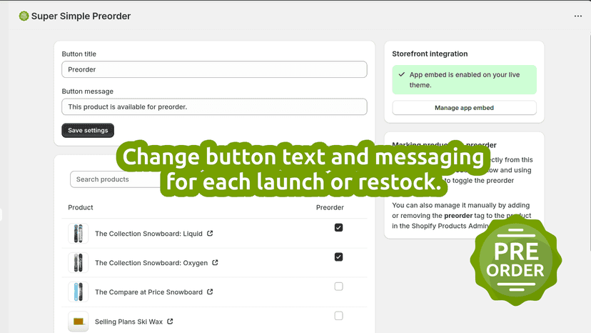 Change button text and messaging for each launch or restock