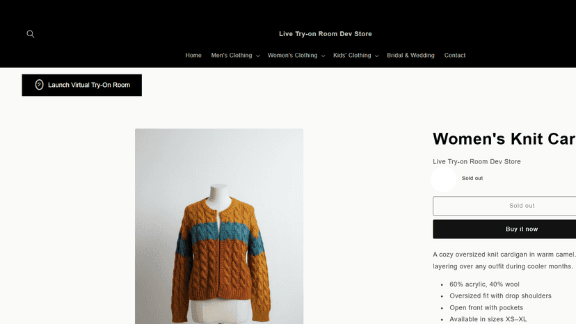 Launch virtual try-on room from a product listing page to try on