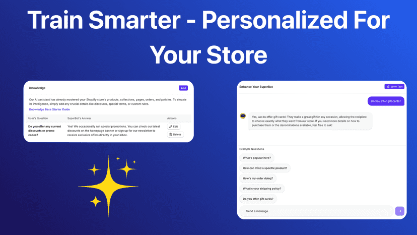 SuperBot AI training screen personalized for your store
