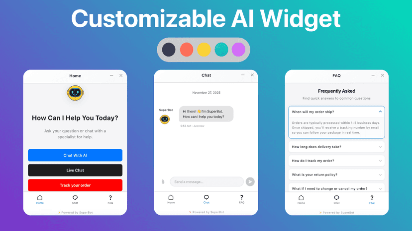 SuperBot AI Widget: Customizable Chatbot on Your Storefront