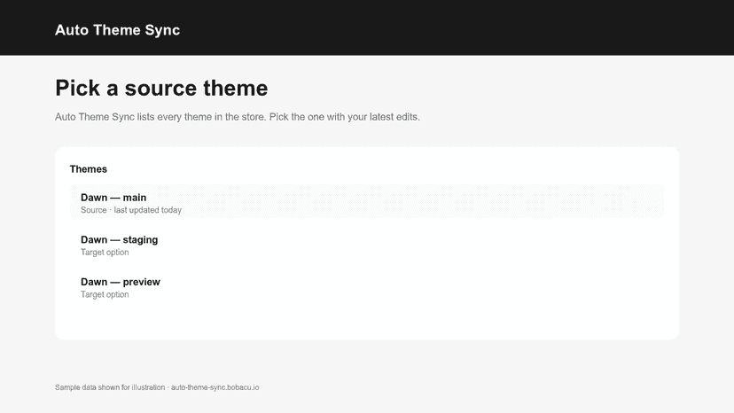Auto Theme Sync — pick the source theme to sync from