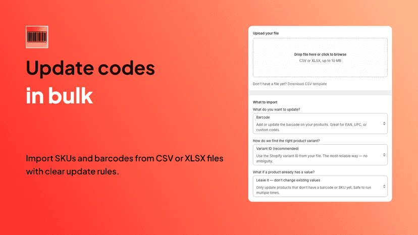 Update product codes in bulk