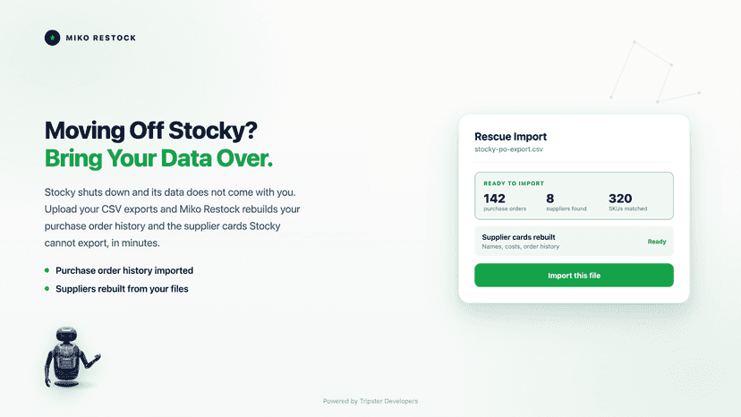 Rescue Import summary of purchase orders and suppliers