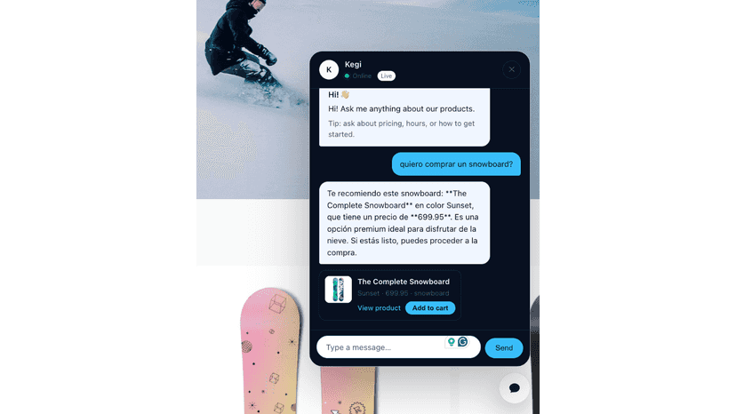 Chatbot answers in multiple languages and recommends products