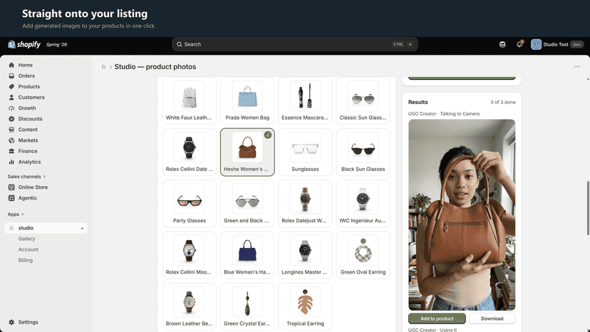 Straight onto your listing→ results grouped, with Add to product