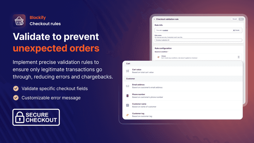 Checkout validation rule