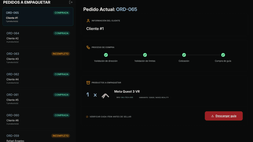 Observa el estado de la validación de la dirección en dashboard.