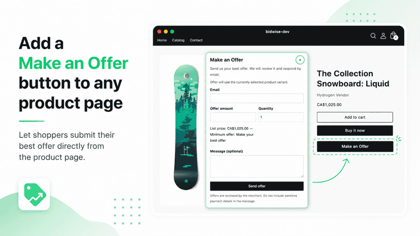 Add a make an offer button to any product page
