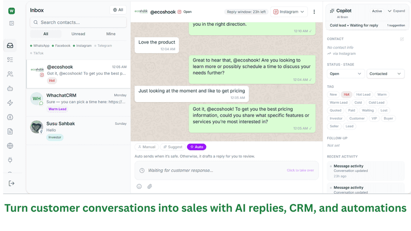 Unified inbox across channels with Ai assist and Copilot