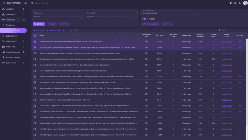 Product listing and Recommendations in supply chain