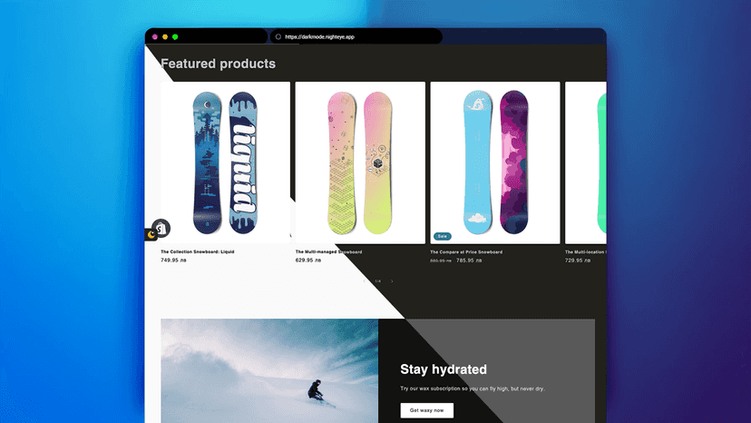 Choose dark or light mode shopping with Night Eye