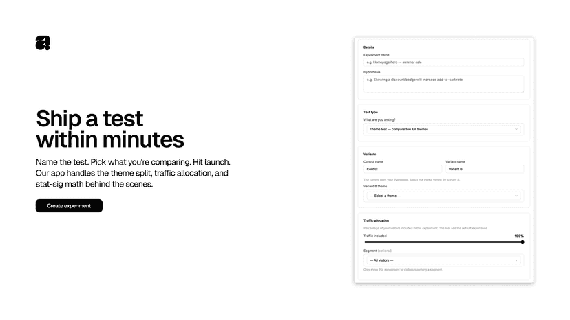 Run A/B Split test fast and easy, and let our app handle it.