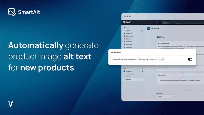 Automatically generate product image alt text for new products
