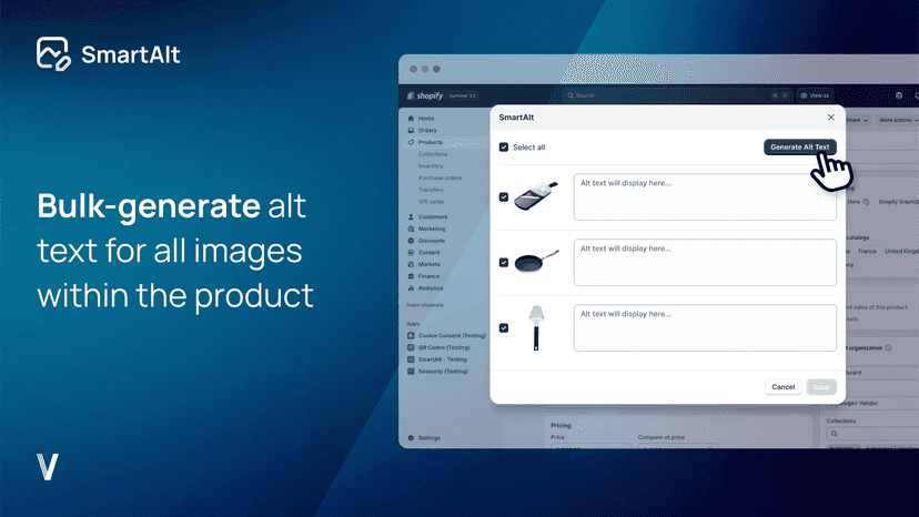 Bulk-generate alt text for all images within the product