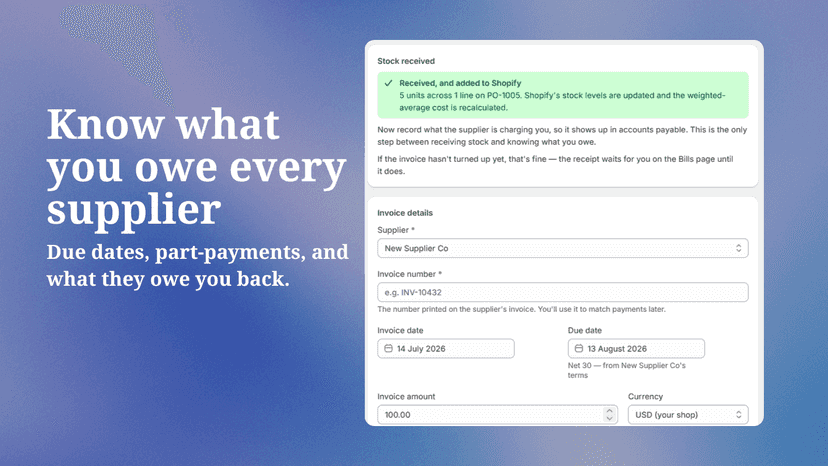 Know what you owe every supplier.