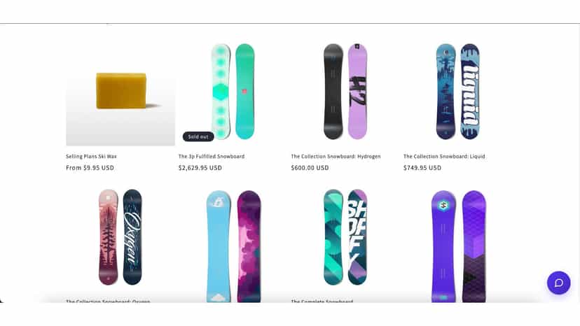 Storefront catalog page with the chat widget bubble visible