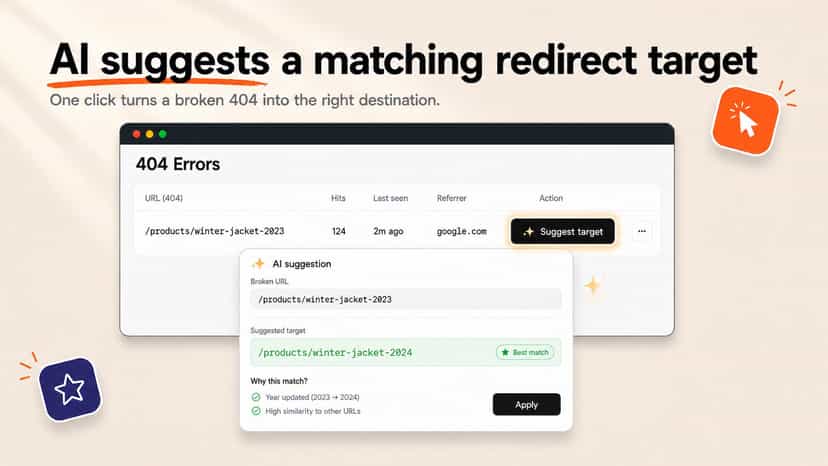 AI suggests the best redirect target for a broken 404