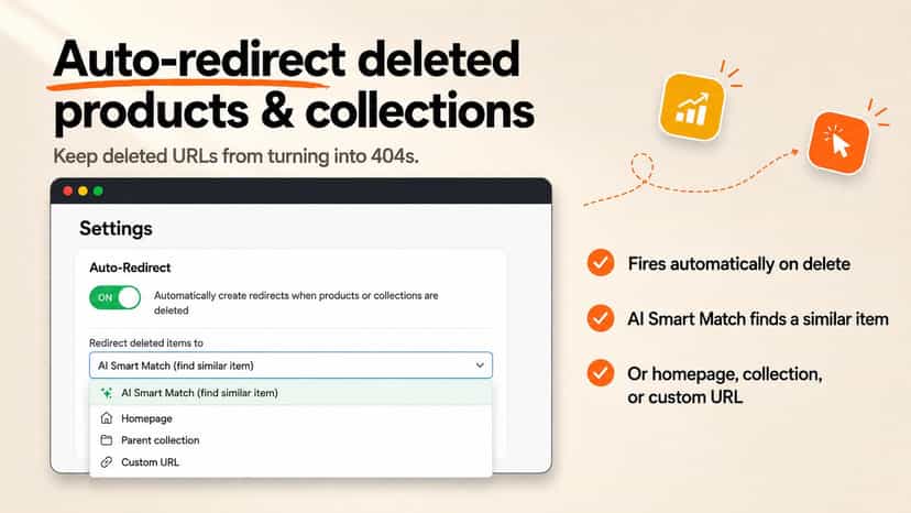 Auto-redirect deleted products with AI Smart Match