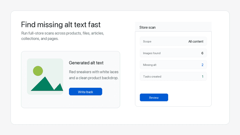Store scan dashboard for missing alt text