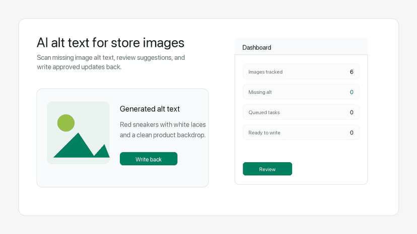 AI alt text workflow preview