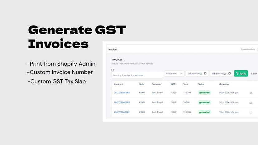 Generate GST Invoices