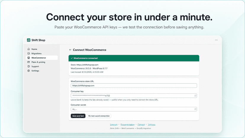 Connect WooCommerce store in under a minute