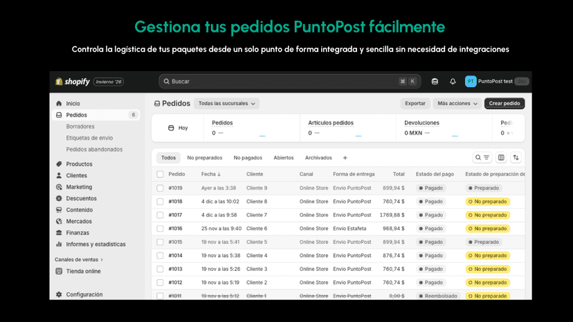 Gestiona tus pedidos PuntoPost fácilmente