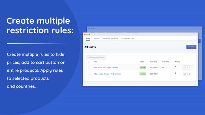 Create multiple country restriction rules