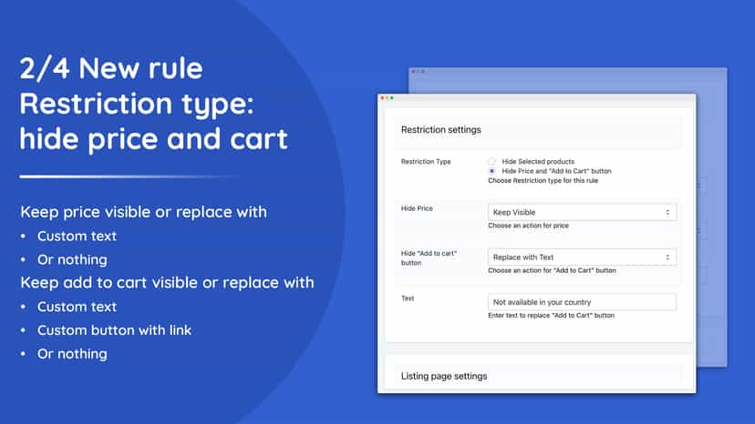 Restriction type hide price and cart