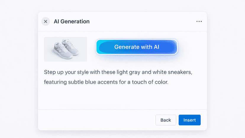 AI generating product descriptions with one click