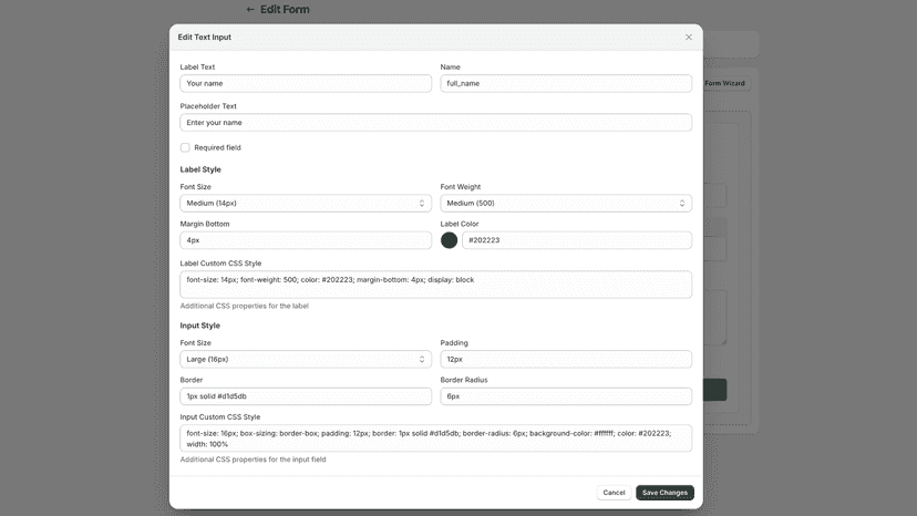 ORX - AI Form Builder - Edit Element