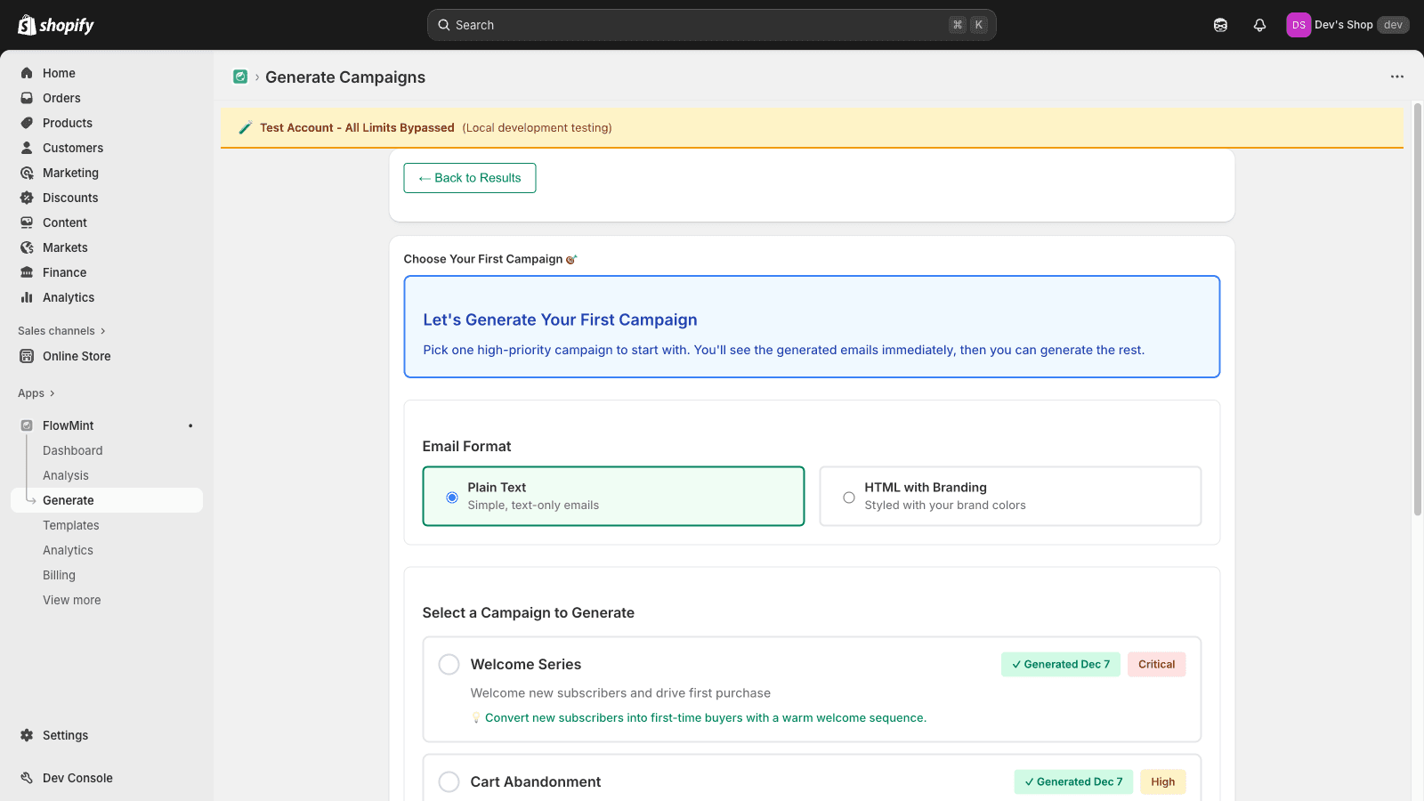 Suggested flows based on business