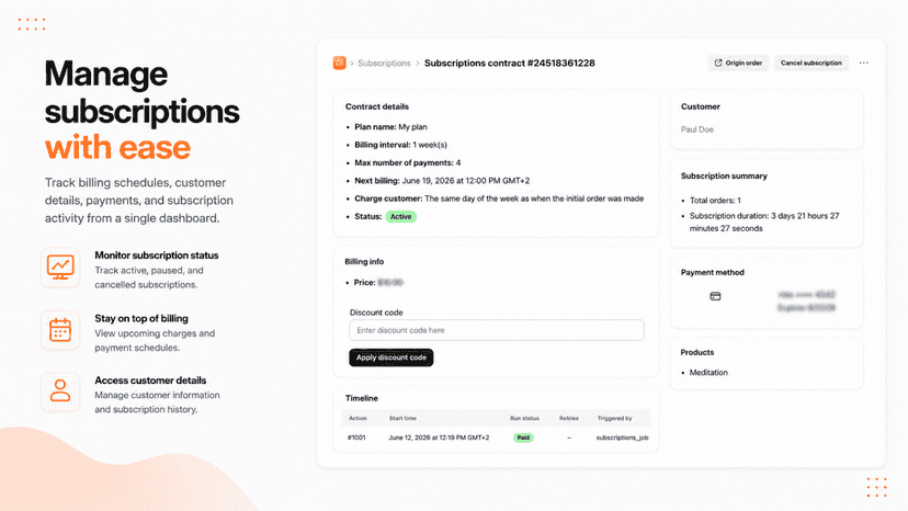 Subscriptions Plus – manage subscription contracts