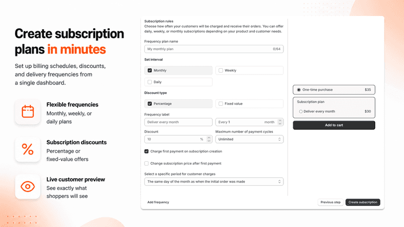 Subscriptions Plus – create subscription plan
