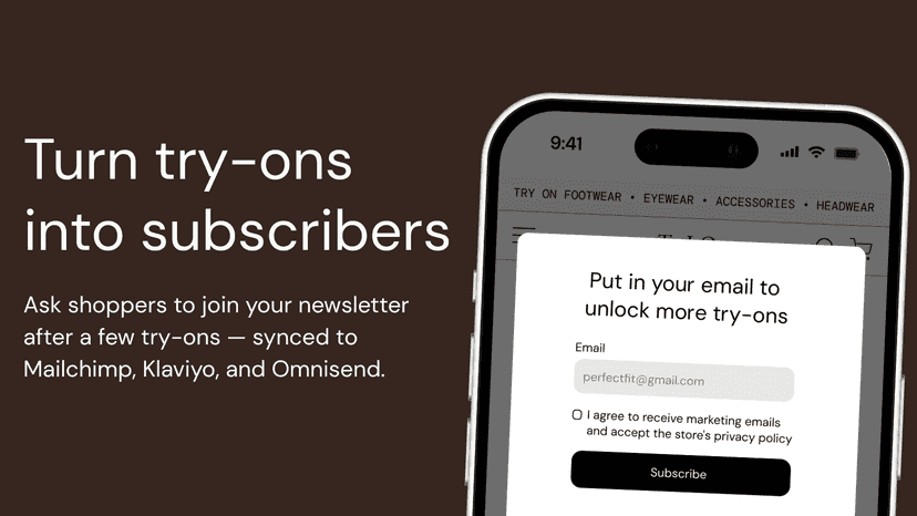 Try-on app email signup to unlock more try-ons