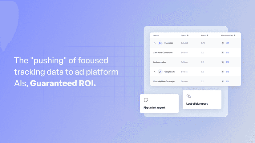 Focused tracking data to ad platform. AIs, Guaranteed ROI
