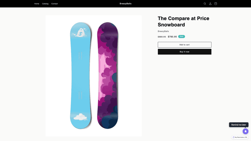 Customer-facing reminder widget on product page