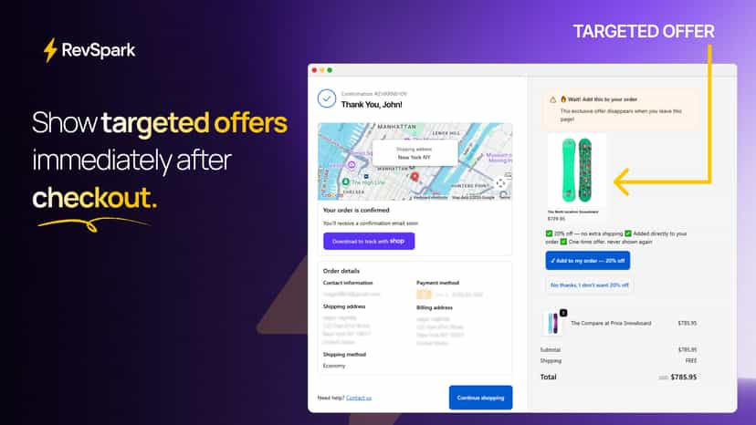 RevSpark – Targeted Post-Checkout Upsell Offers