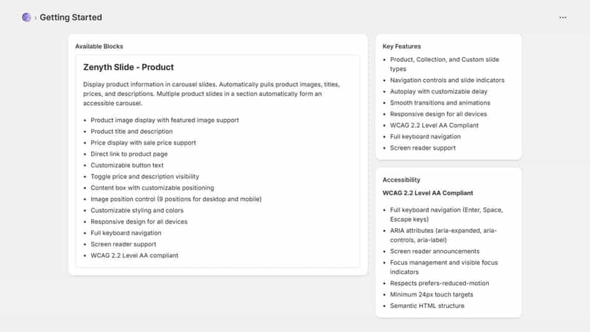 Zenyth Custom Slide information