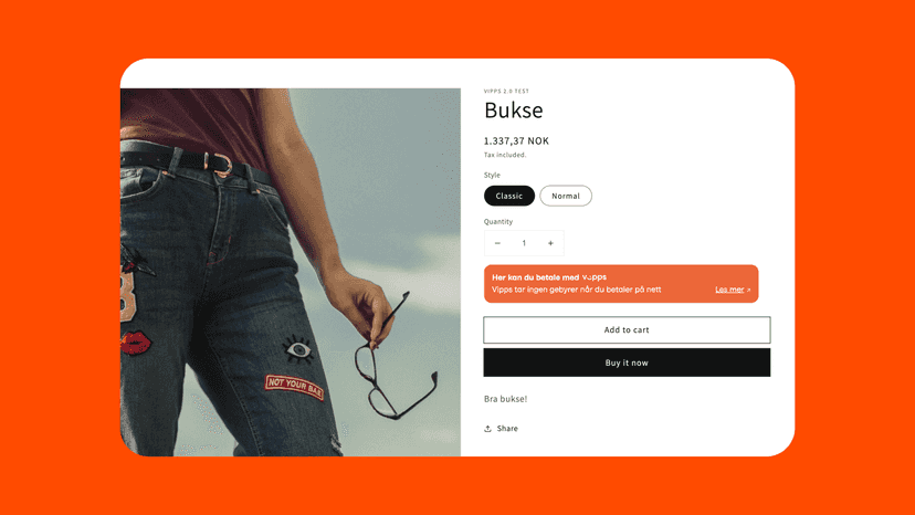 Vipps Badge on product page