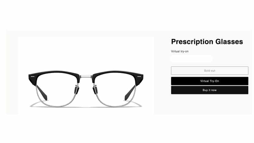Try-On button on product page