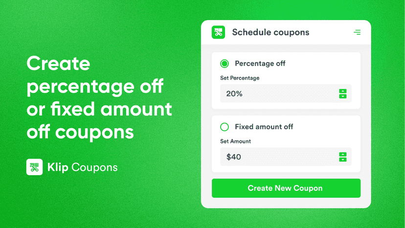 Create percentage-off or fixed amount-off coupons and discounts