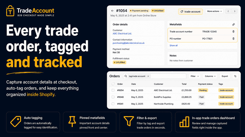 Trade orders auto-tagged with pinned account number