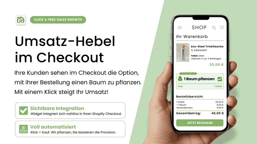 Umsatz-Hebel im Checkout: Baum-Upsell im Warenkorb
