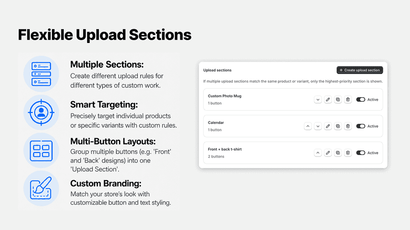 Flexible Upload Sections