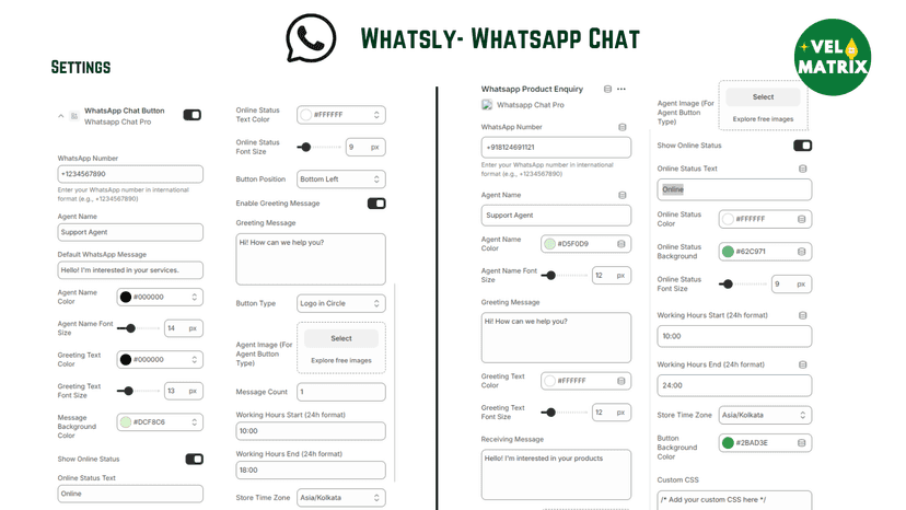 Settings of Whatsly- Whatsapp Chat