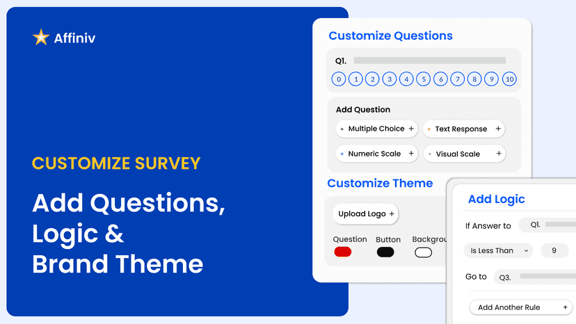 Customize survey theme, and add questions with branching logic