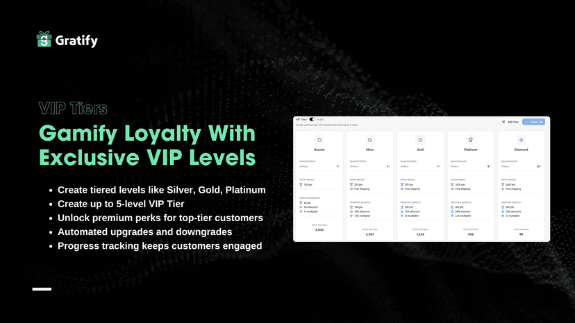 Gratify VIP Tiers: Silver, Gold & Platinum customer perks
