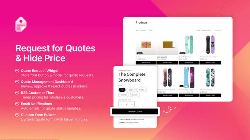 Request for Quotes & Hide Price