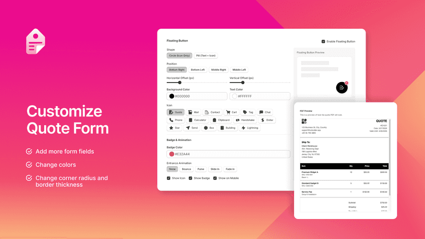 Display Request to Quote button on
